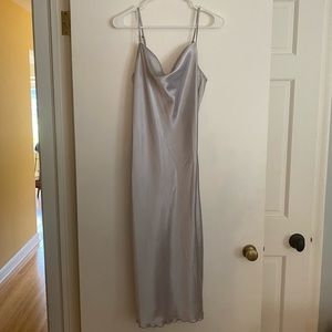 Silver Cowl Neck Slip Dress